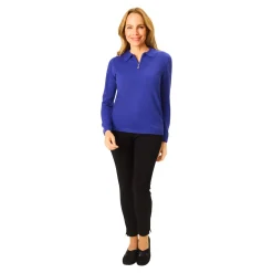 Damen Die moderne Hausfrau Zip-Pullover „Cashmerelike“ blau